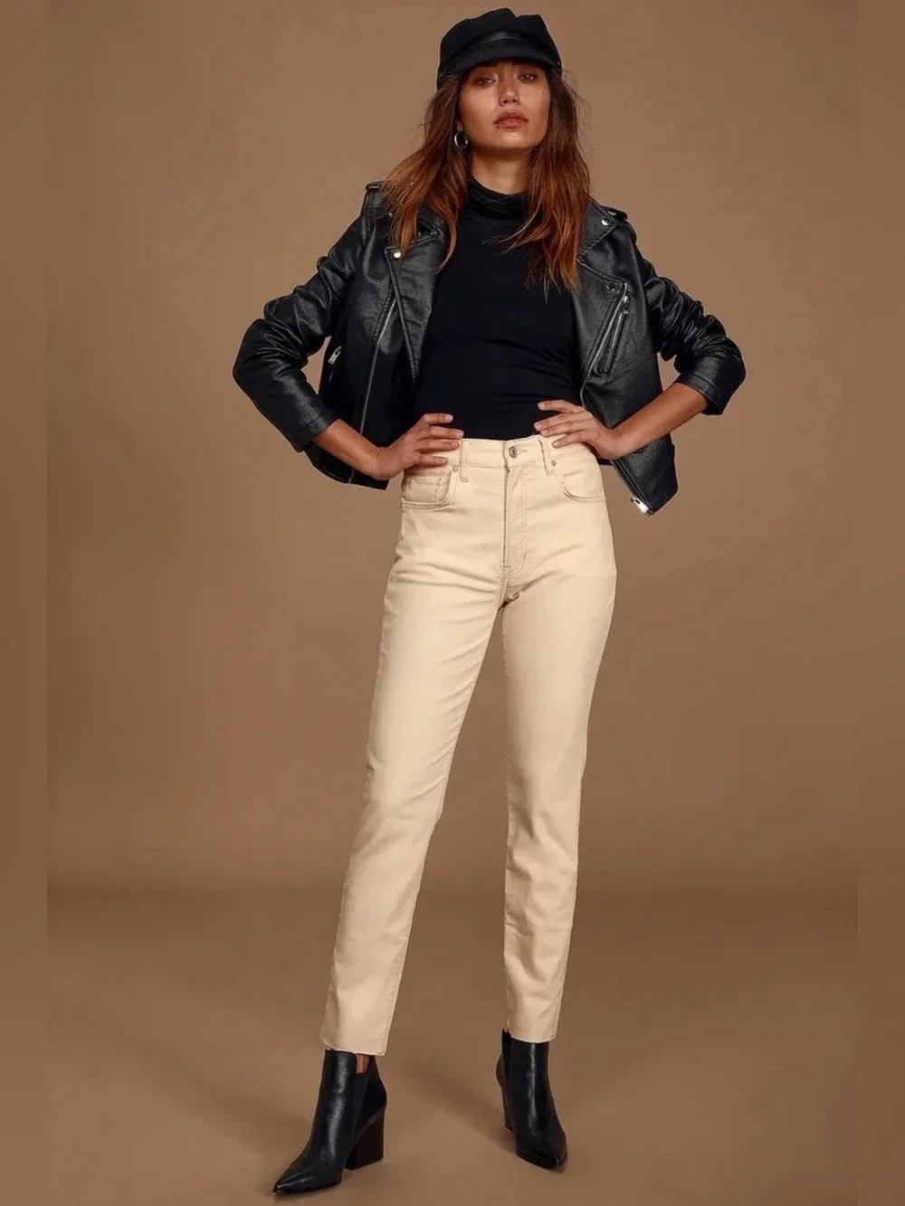 Free People Velvet Skinny Pants Neutral Minimalist